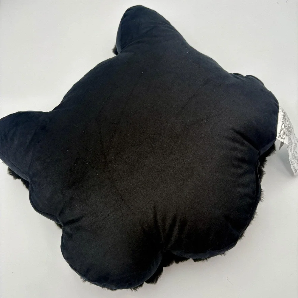 Retro Black Cat Decorative Pillow Halloween Decor Faux Fur Green‎ Eyes 16 x 16